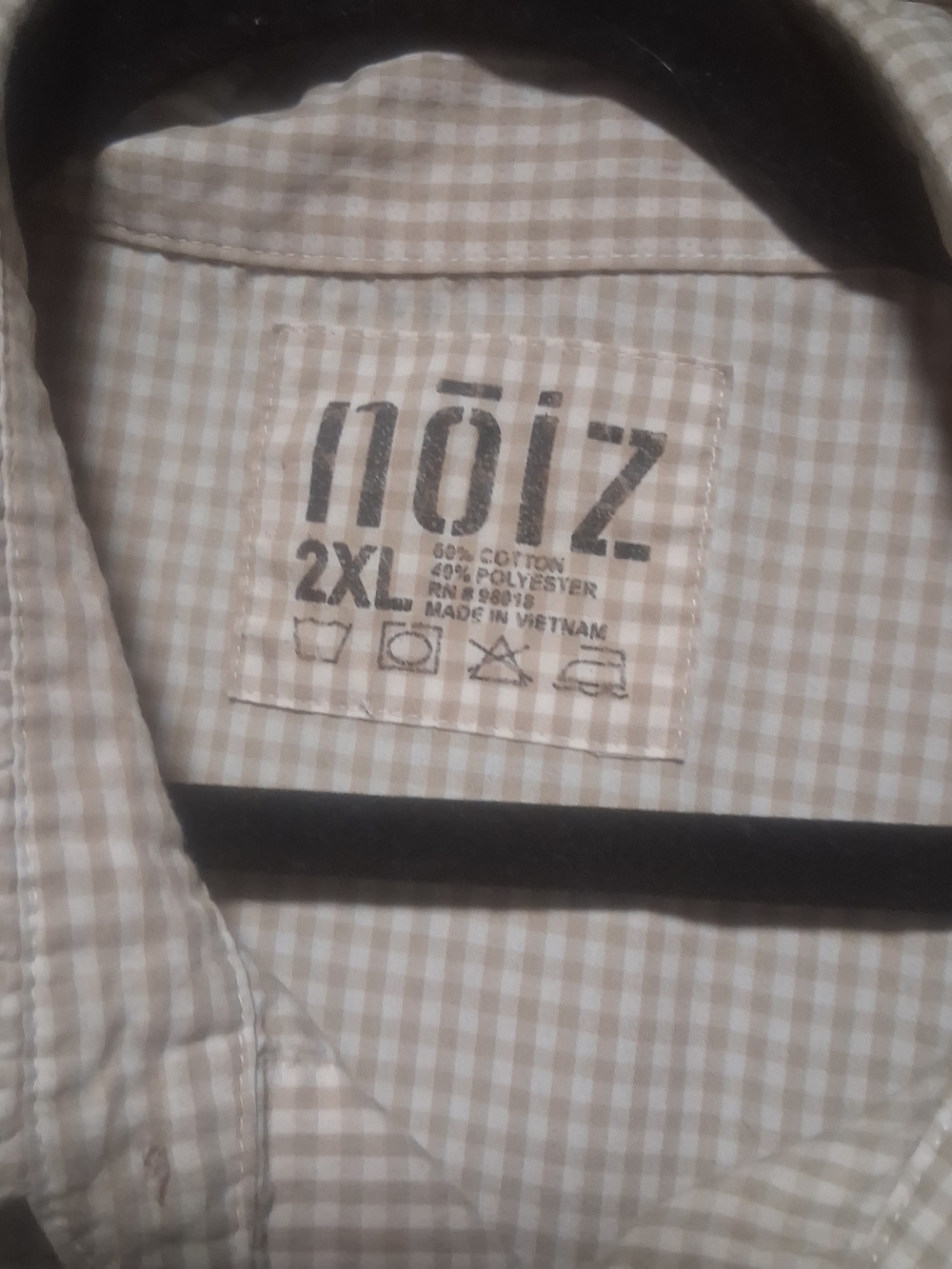 Noiz Beige and White Gingham Button-Up Shirt